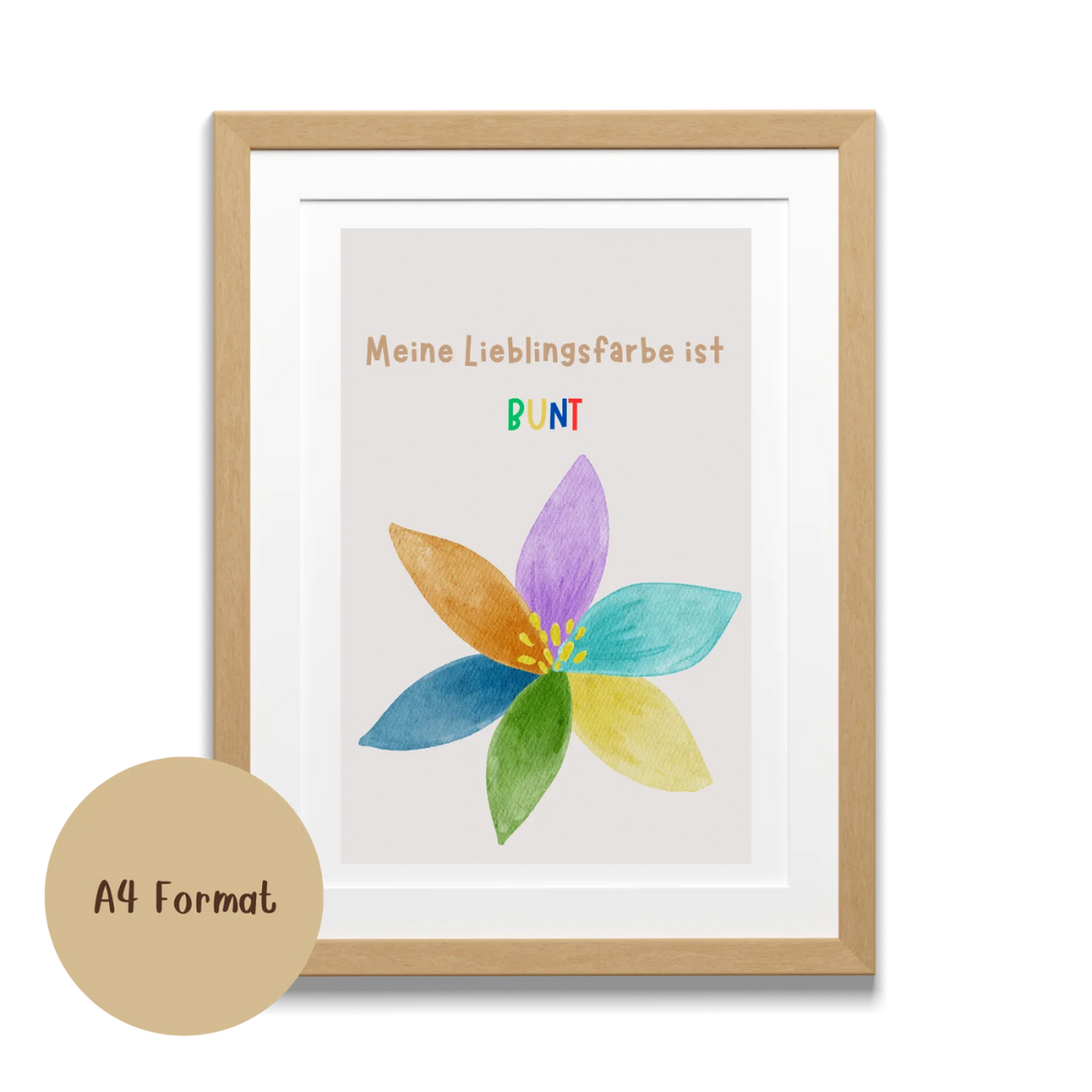 Meine Lieblingsfarbe ist bunt – Kinderposter A4