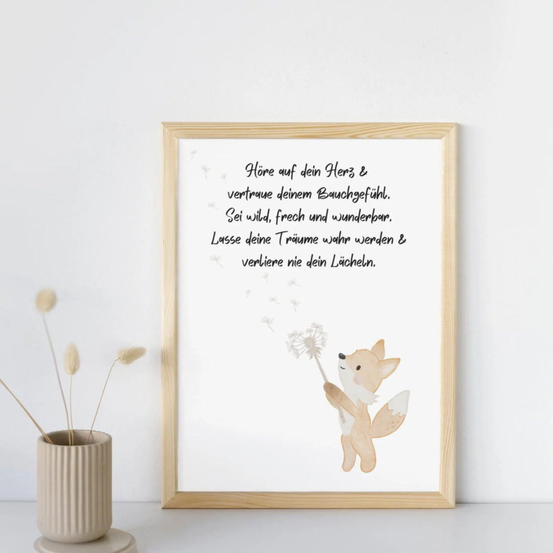 Posterset Igel und Fuchs Pusteblume Heißluftballon mit Spruch, A4 Format