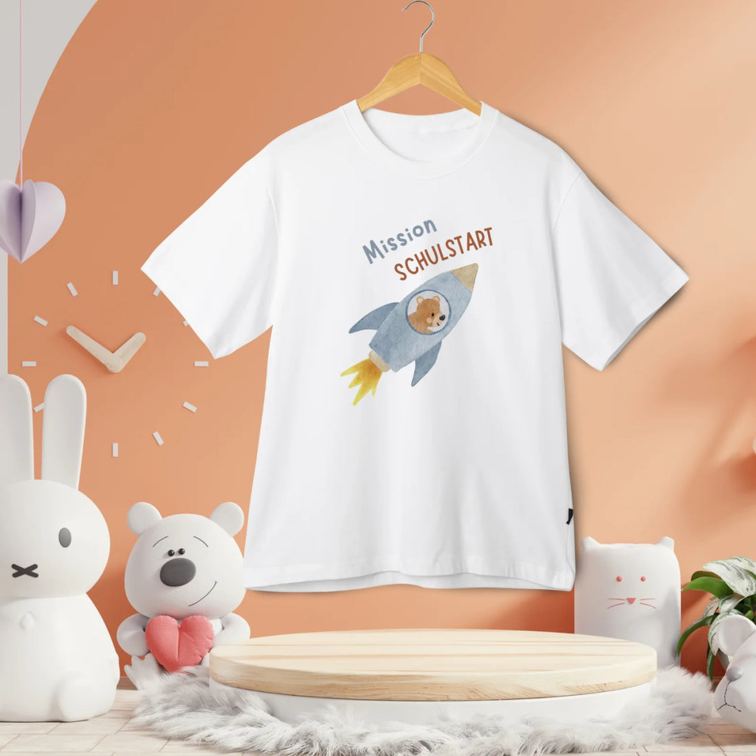 Mission Schulstart – Raketen-Bügelbild Bär zur Einschulung