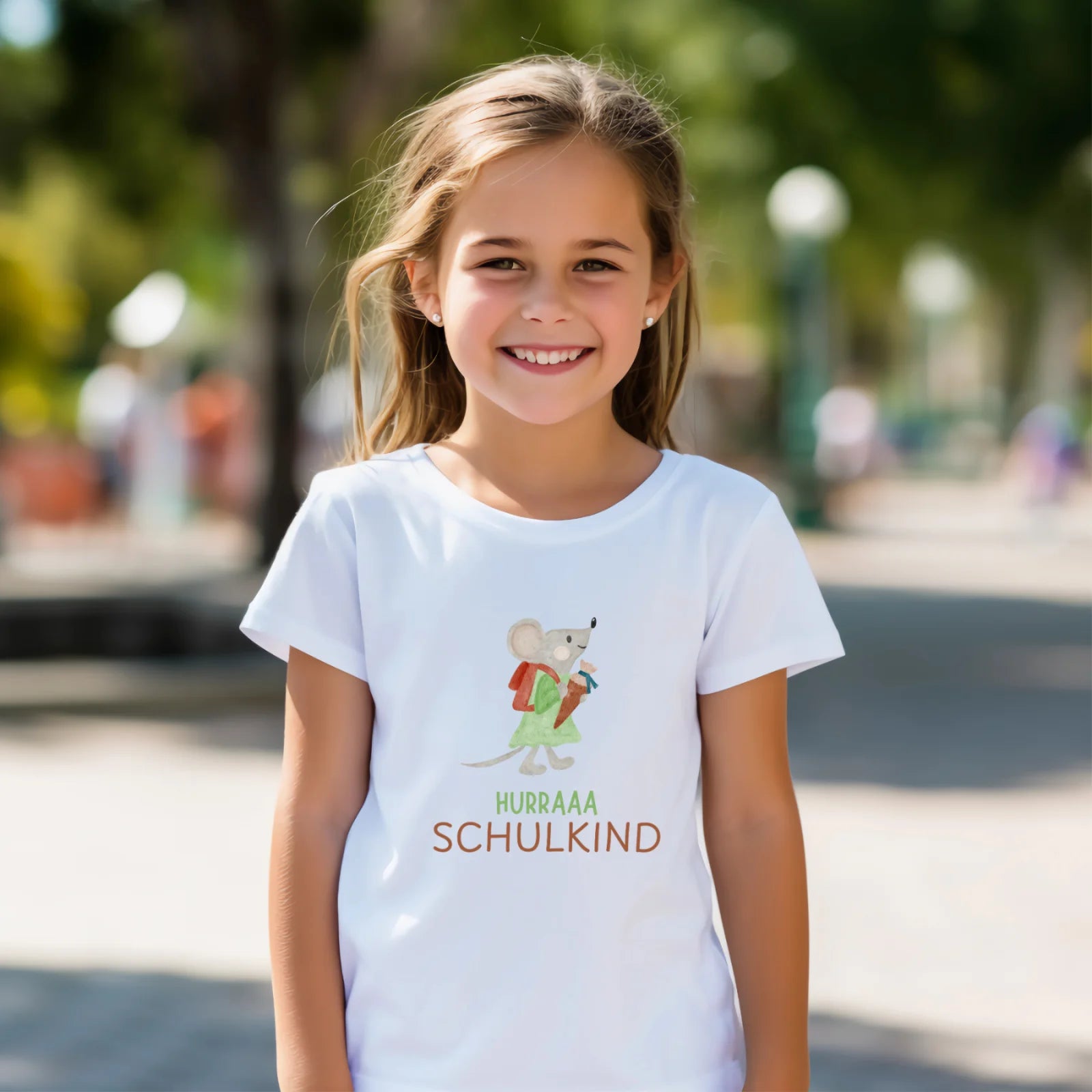 Hurraaa Schulkind – Bügelbild mit Maus