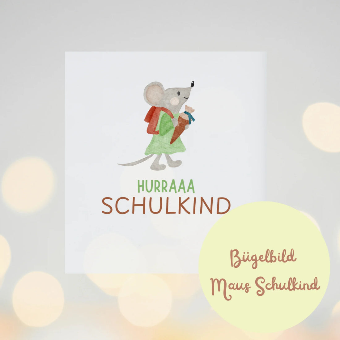 Hurraaa Schulkind – Bügelbild mit Maus