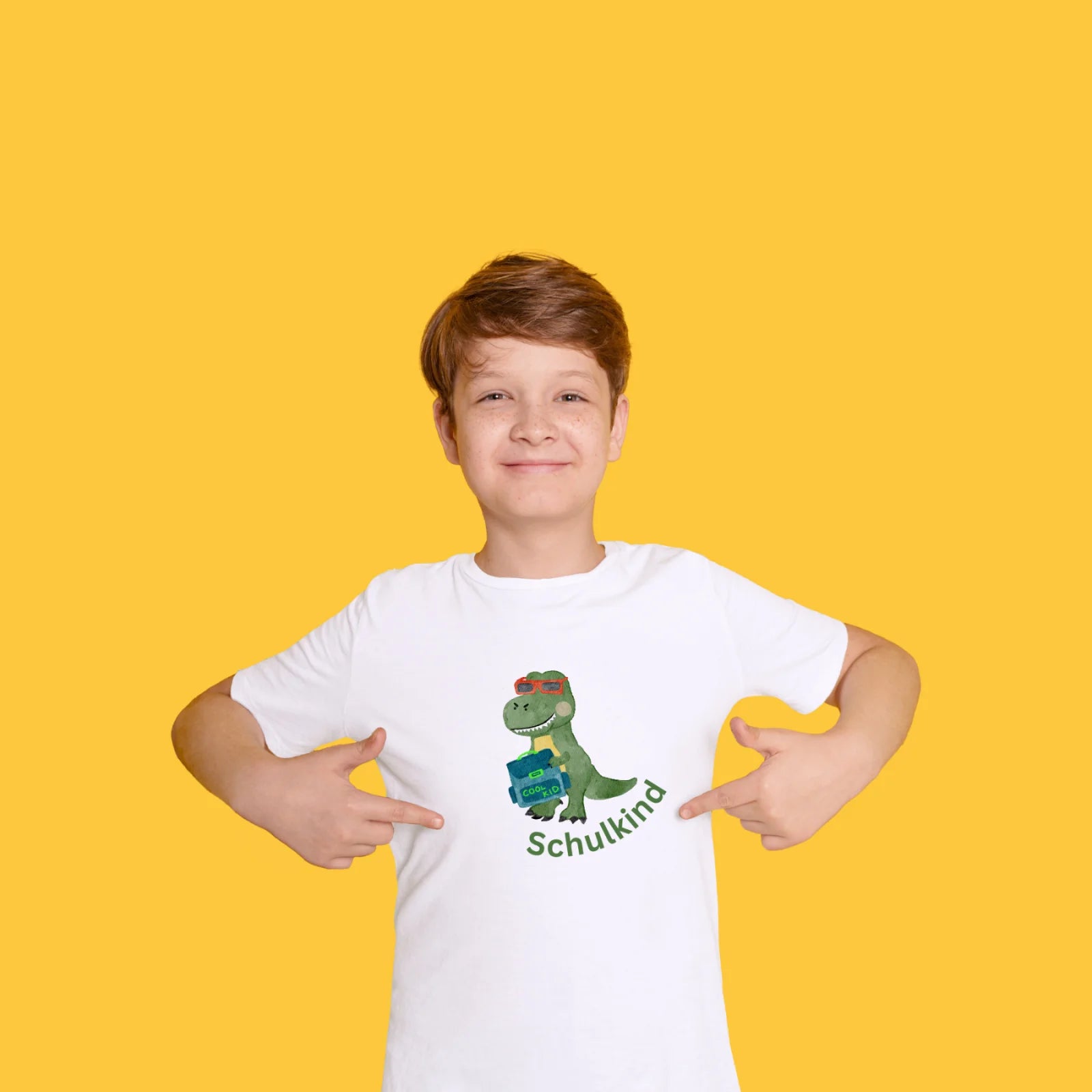 Cooles Dino-Schulkind – Bügelbild für den Schulstart