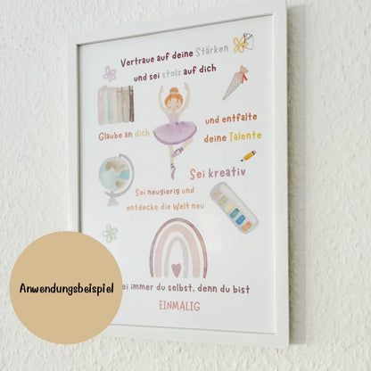 Affirmationsposter für Schulanfängerinnen – Ballerina