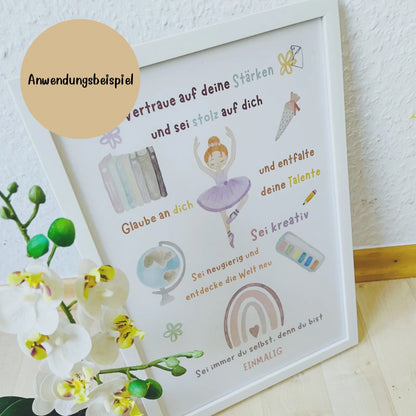 Affirmationsposter für Schulanfängerinnen – Ballerina