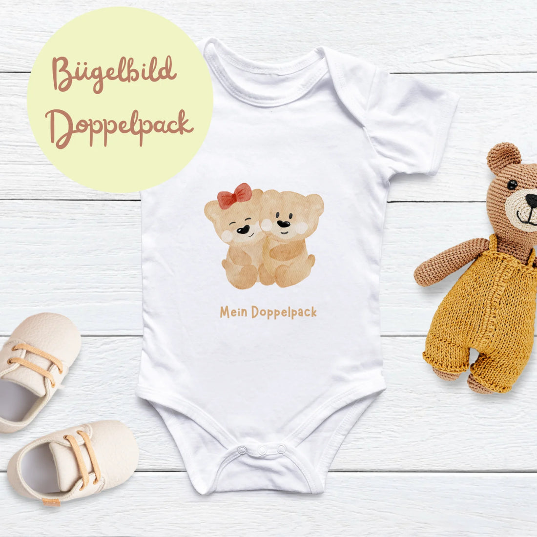 Bügelbild „Mein Doppelpack“ – Perfekt für Zwillinge &amp; Geschwisterliebe