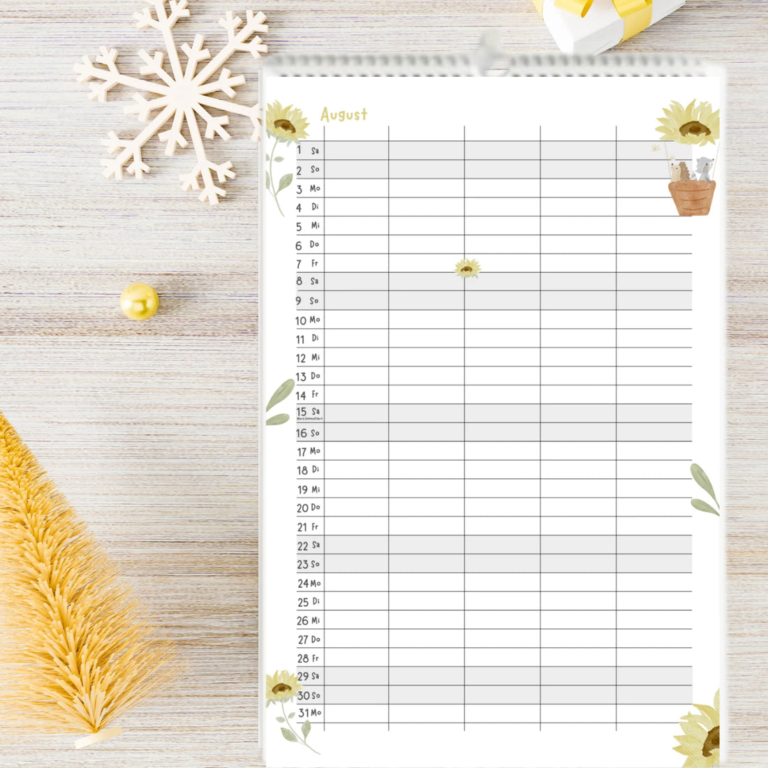 Personalisierbarer Familienkalender 2027 – Unser Jahr in A3 mit 5 Spalten