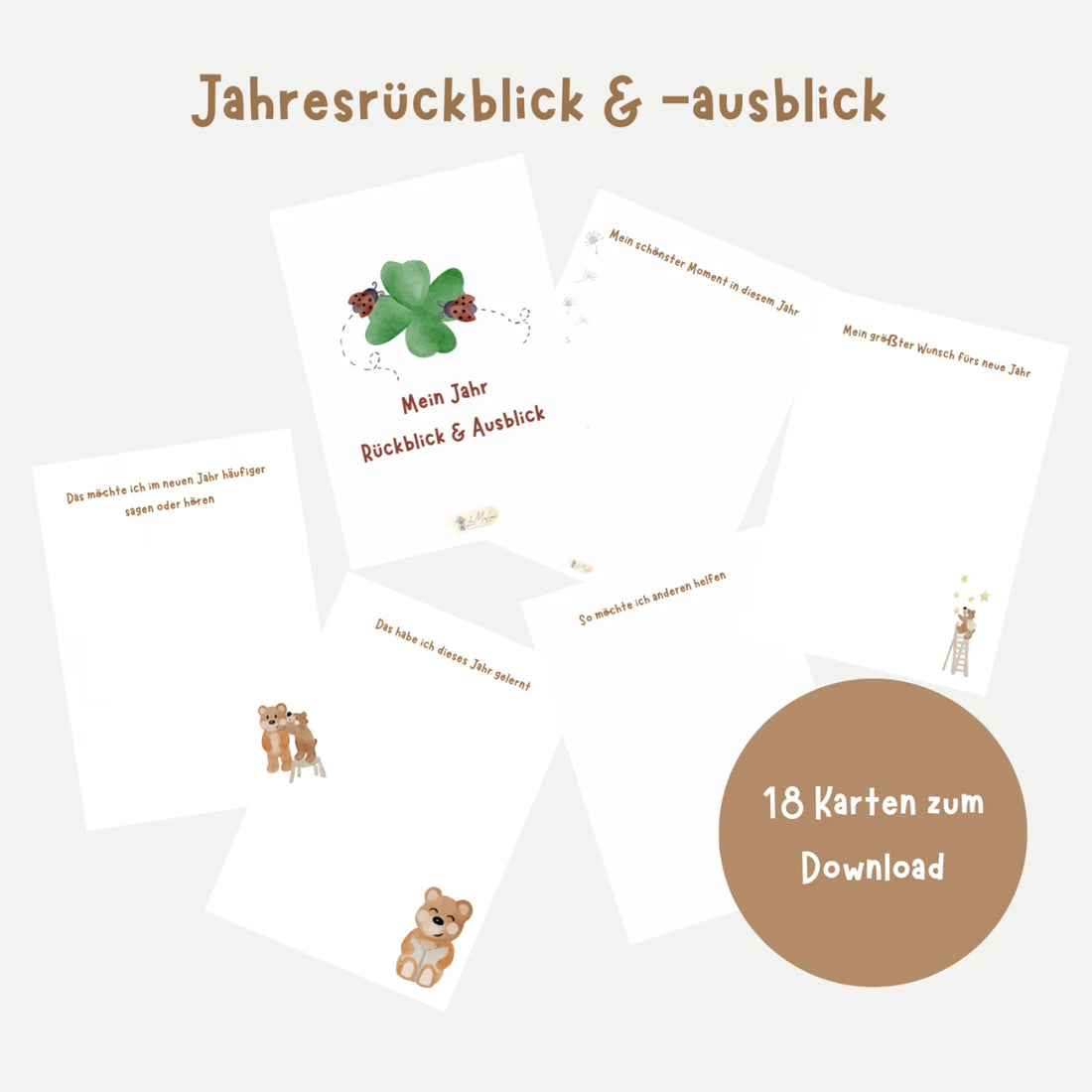 „Mein Jahr – Rückblick &amp; Ausblick“ Digitale Karten als PDF-Download