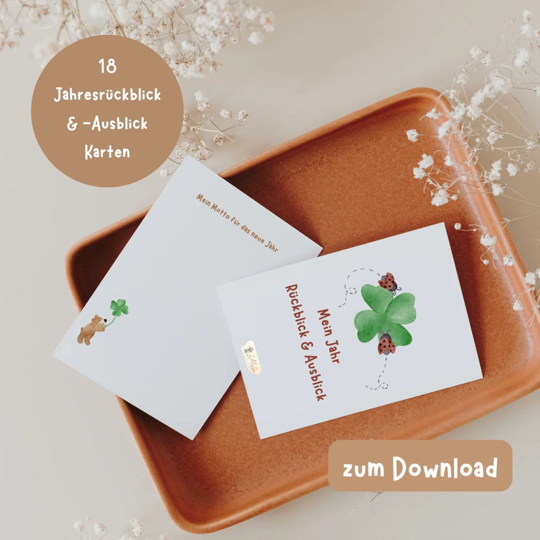 „Mein Jahr – Rückblick &amp; Ausblick“ Digitale Karten als PDF-Download
