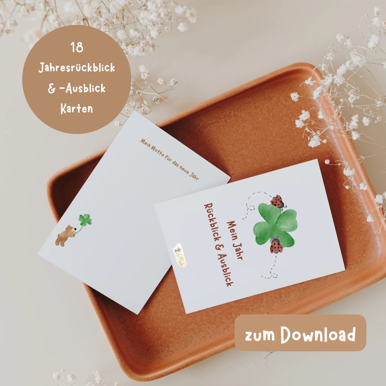 „Mein Jahr – Rückblick &amp; Ausblick“ Digitale Karten als PDF-Download