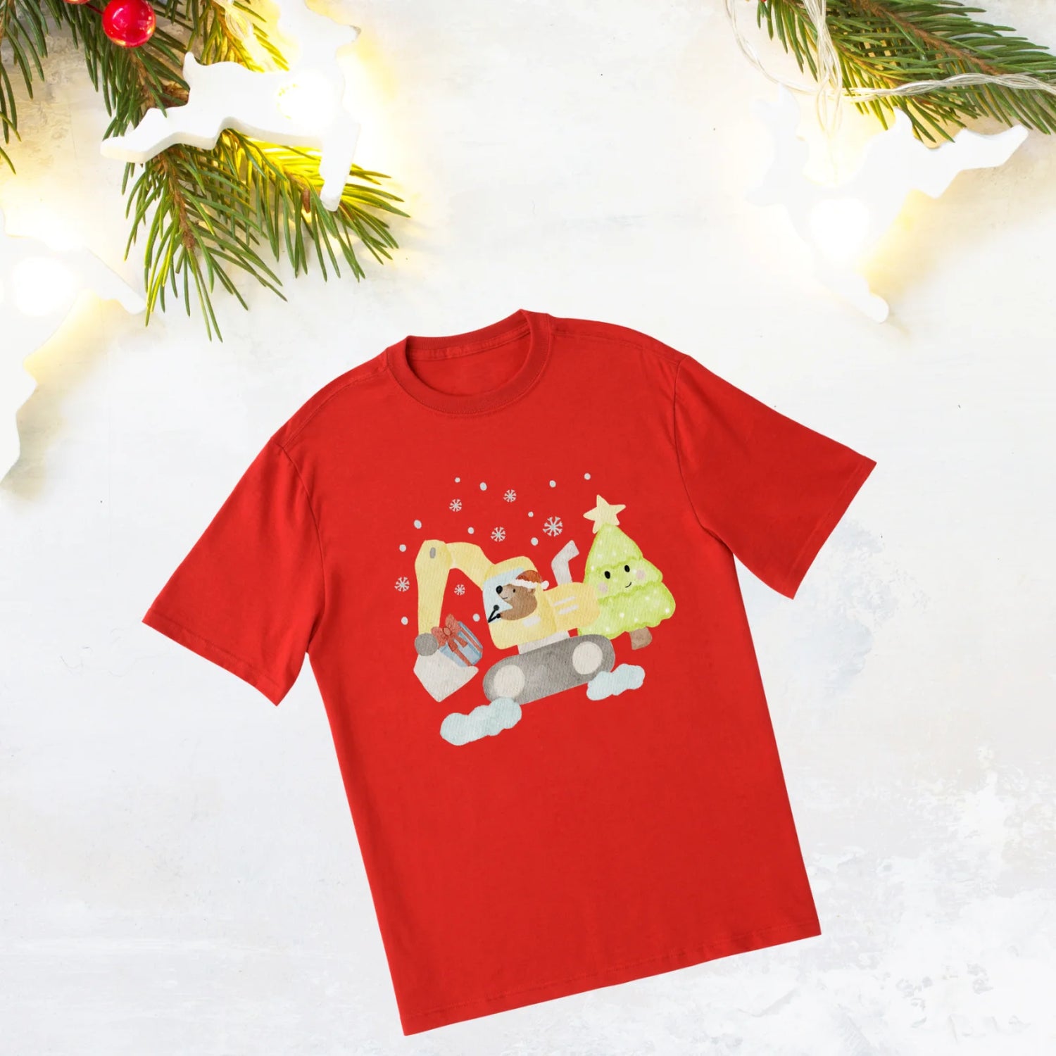 Bügelbild Bagger Weihnachten, Weihnachtspulli für Jungs