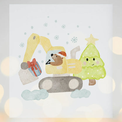 Bügelbild Bagger Weihnachten, Weihnachtspulli für Jungs