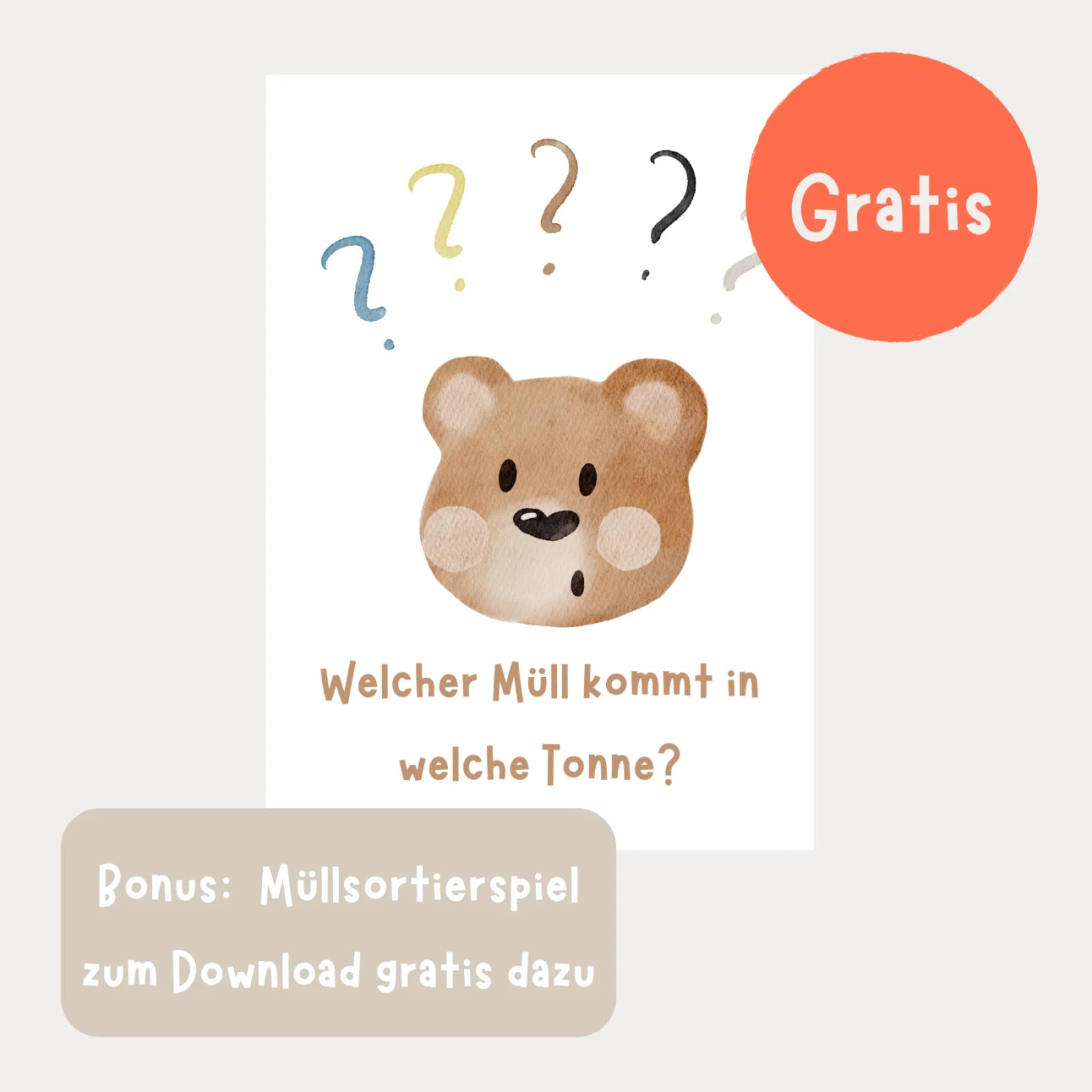 Pdf Lernkarten für Kinder zum Thema Nachhaltigkeit &amp; Umwelt mit dem kleinen Bär - zum Download