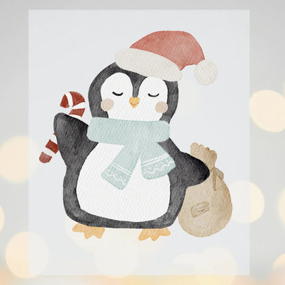 Bügelbild Pinguin Weihnachten