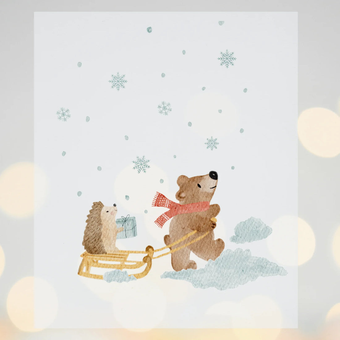 Bügelbild Weihnachten Bär mit Schlitten