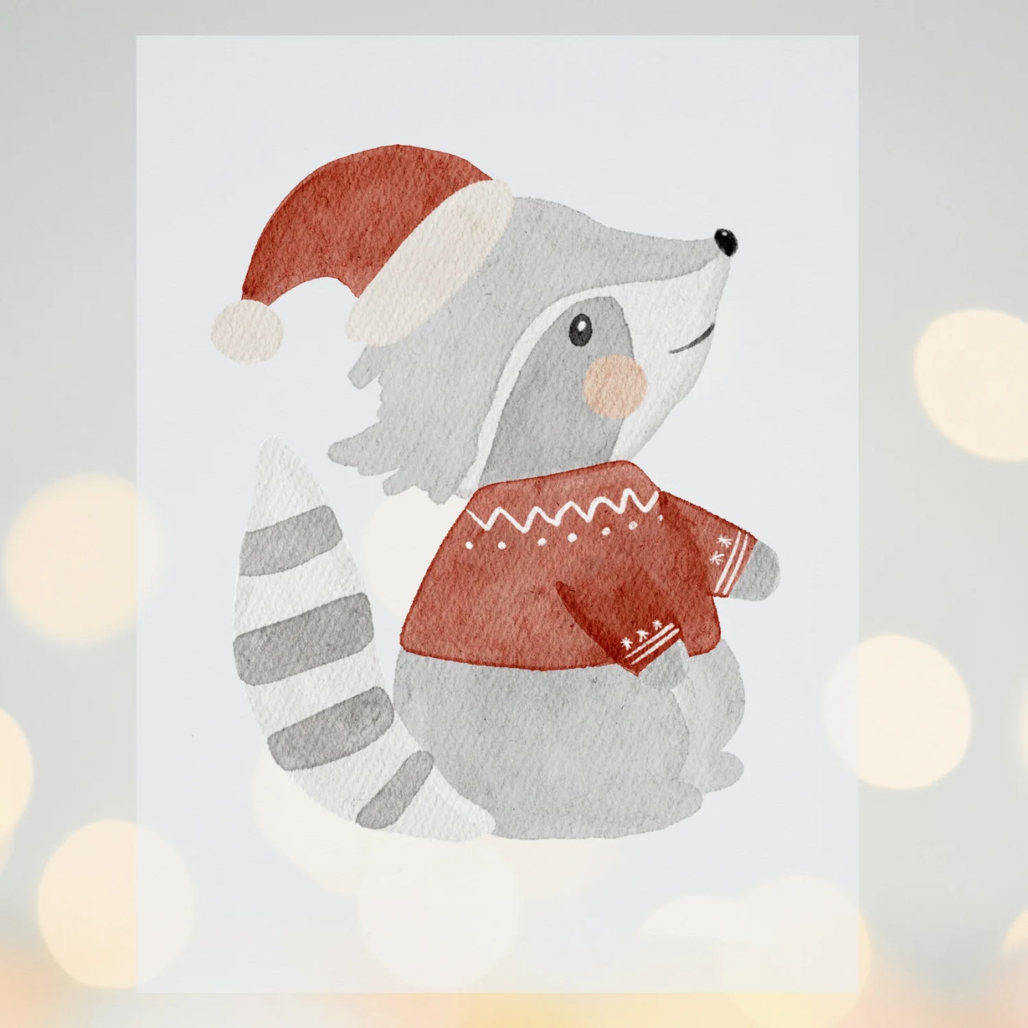 Bügelbild Waschbär Weihnachten