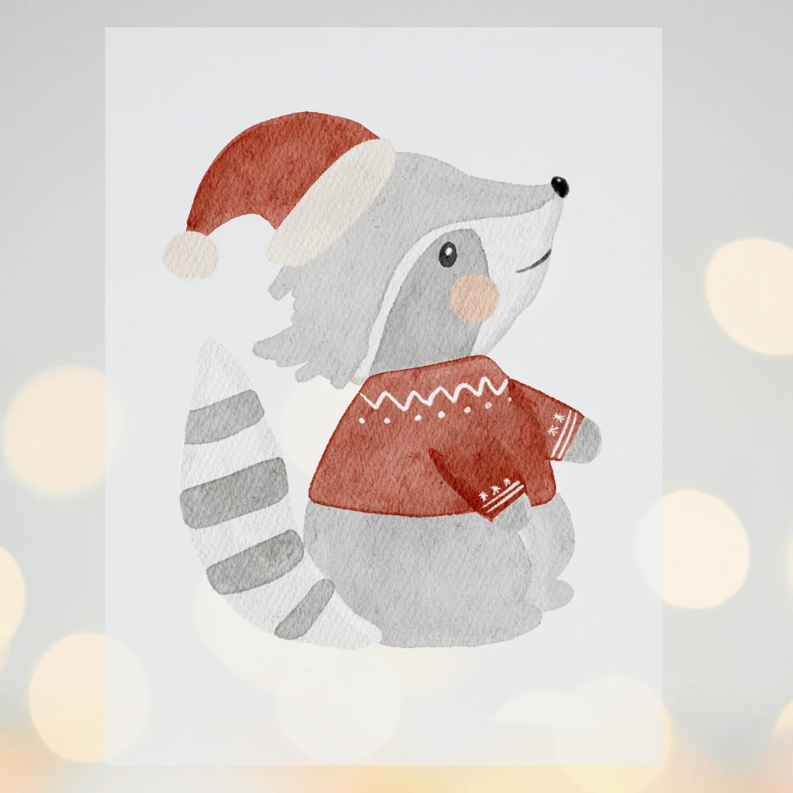 Bügelbild Waschbär Weihnachten