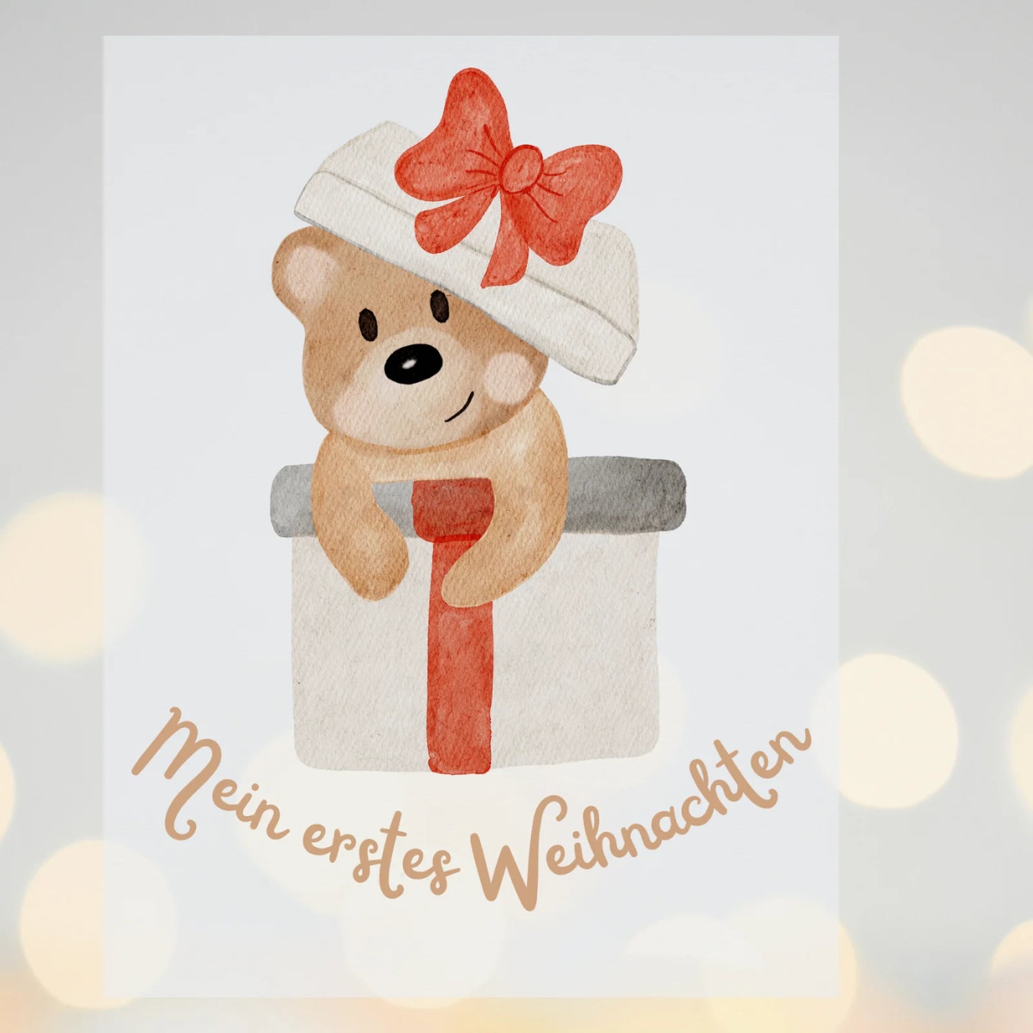 Mein erstes Weihnachten Bügelbild Bär im Geschenkkarton