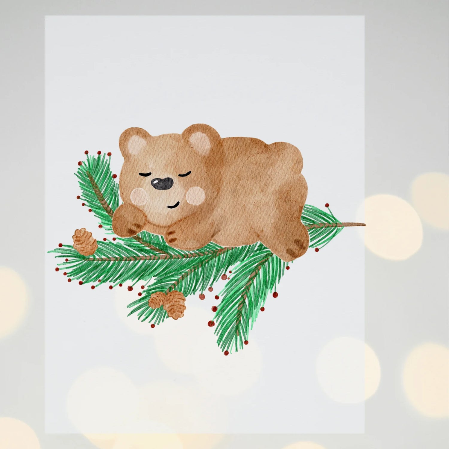 Bügelbild Weihnachten Bär auf Weihnachtszweig