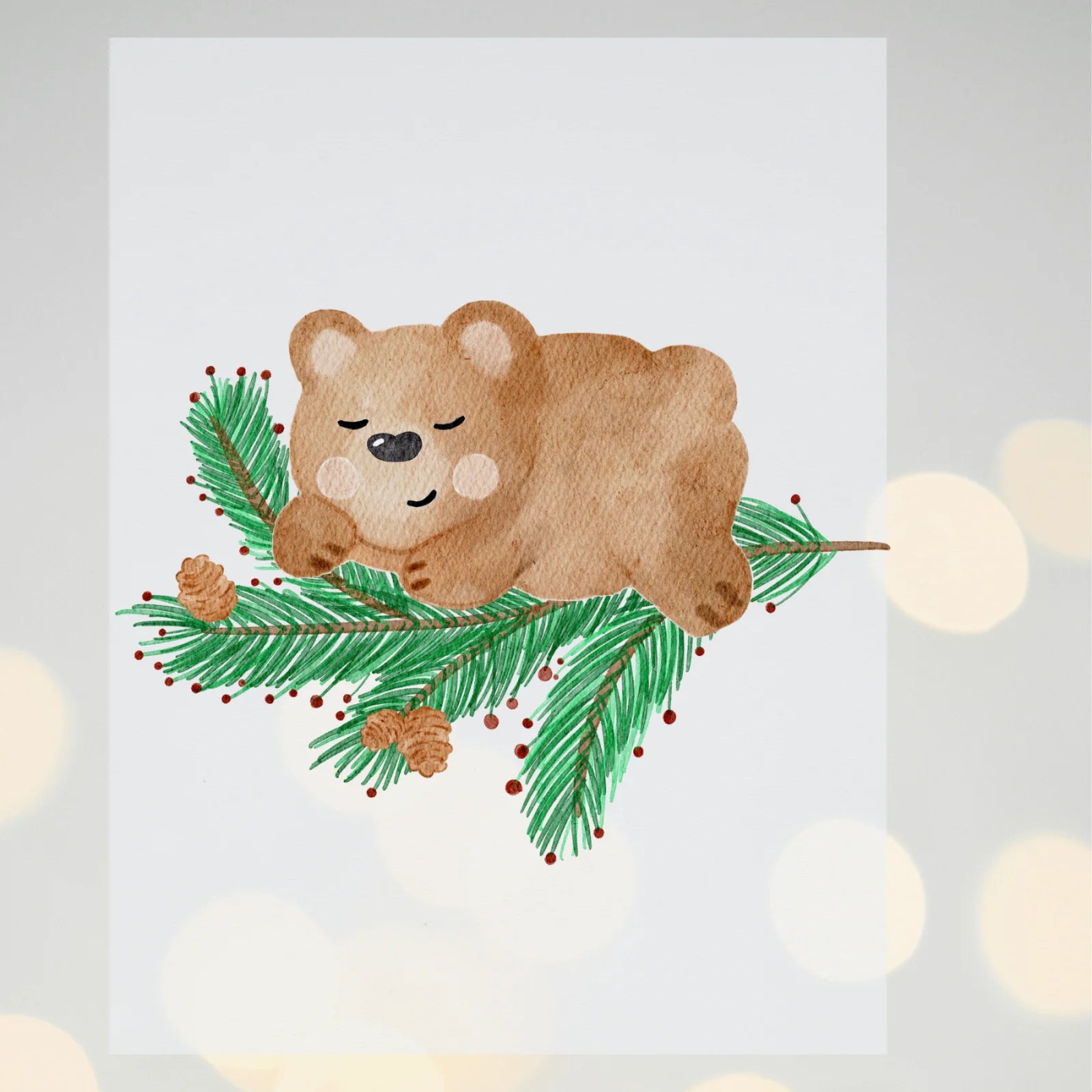 Bügelbild Weihnachten Bär auf Weihnachtszweig