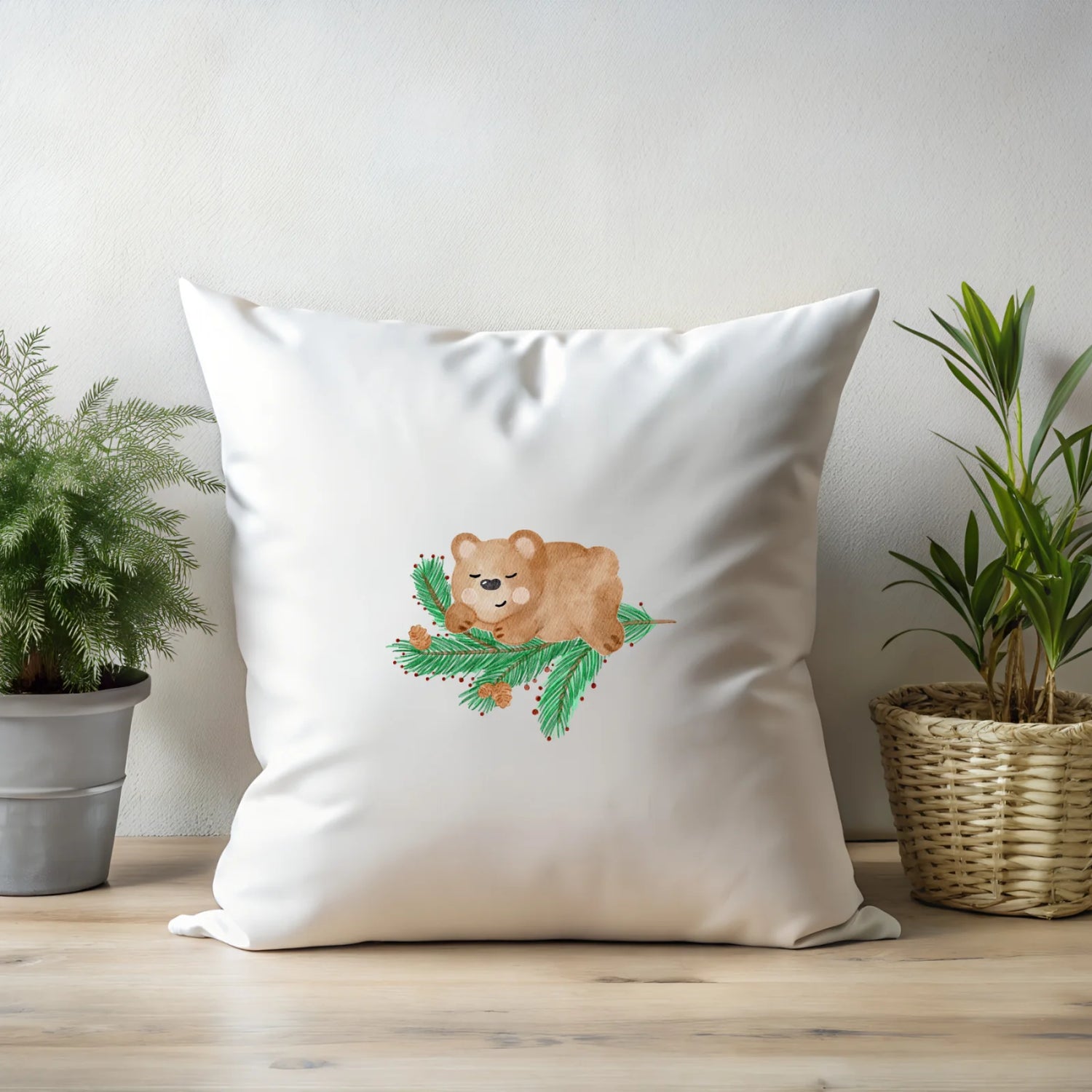 Bügelbild Weihnachten Bär auf Weihnachtszweig