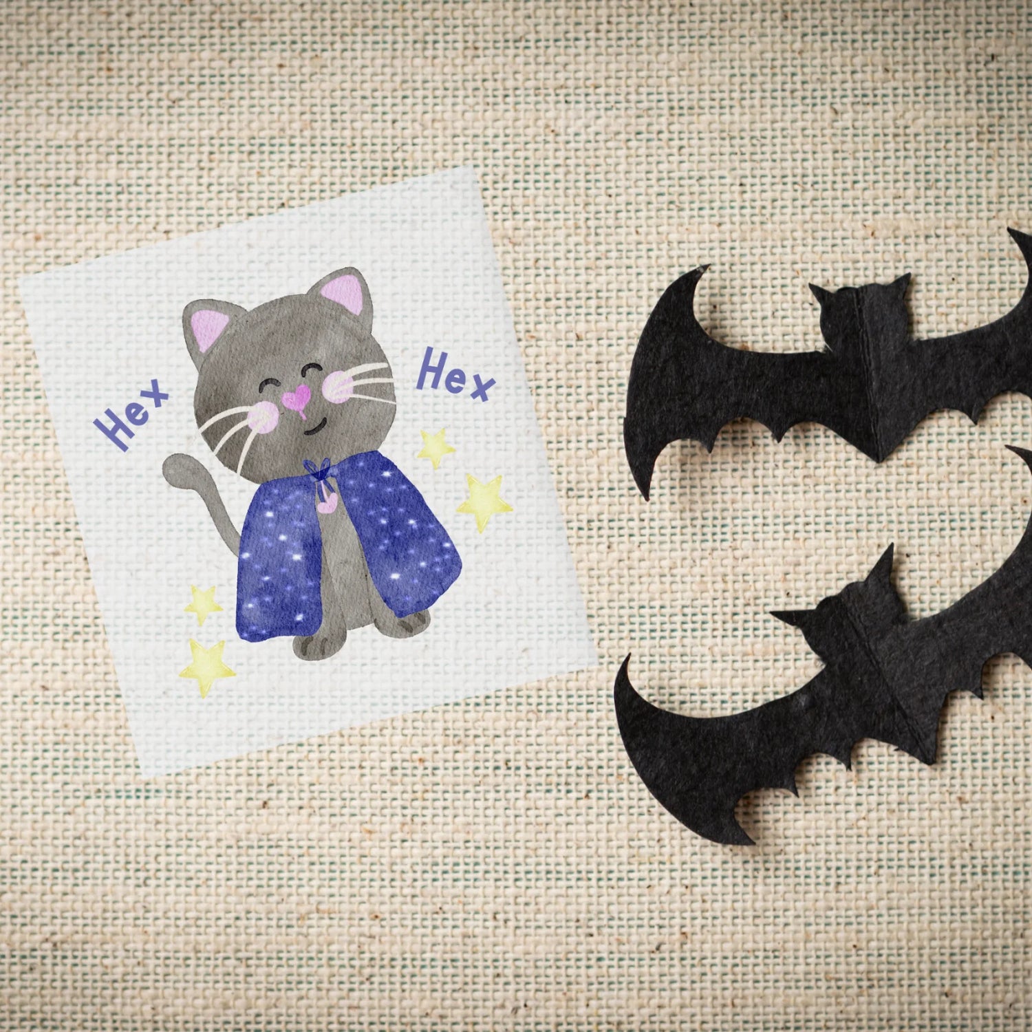 Bügelbild „Hex Hex Katze“ – Magischer Zauberlook für Kinderkleidung