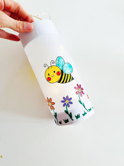 Laterne mit Bienen - Kostenlose Bastelvorlage zum Download