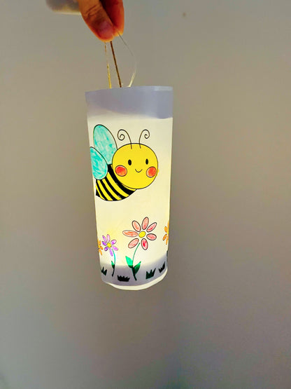 Laterne mit Bienen - Kostenlose Bastelvorlage zum Download
