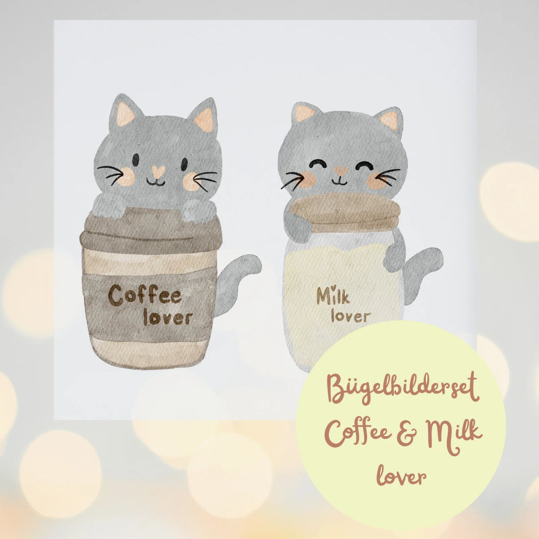 Mama &amp; Mini Bügelbild - Coffee lover &amp; Milk lover Katze Bügelbild