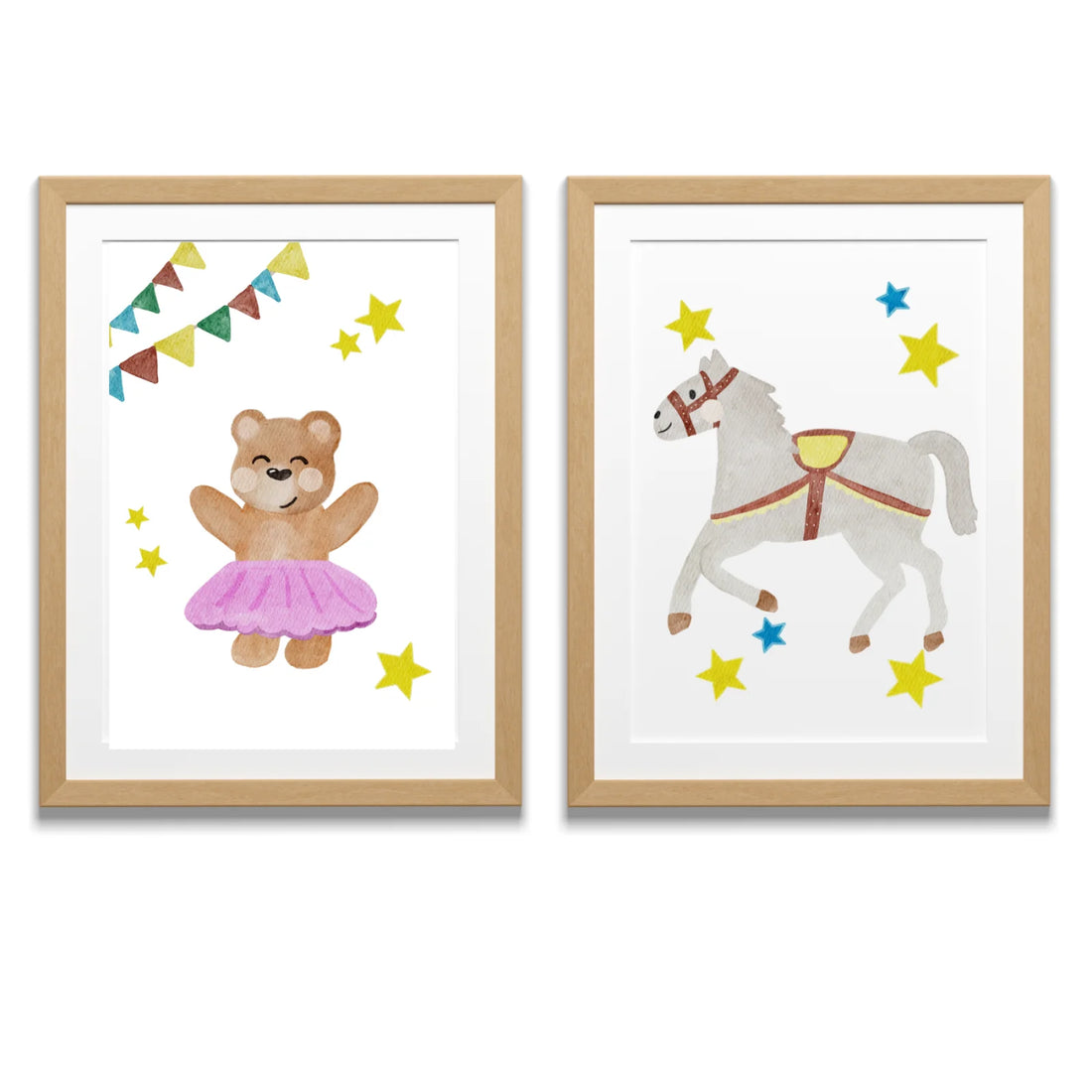 Zirkus Poster Bär mit Tütü - Handillustriertes Kinderzimmer Poster A4