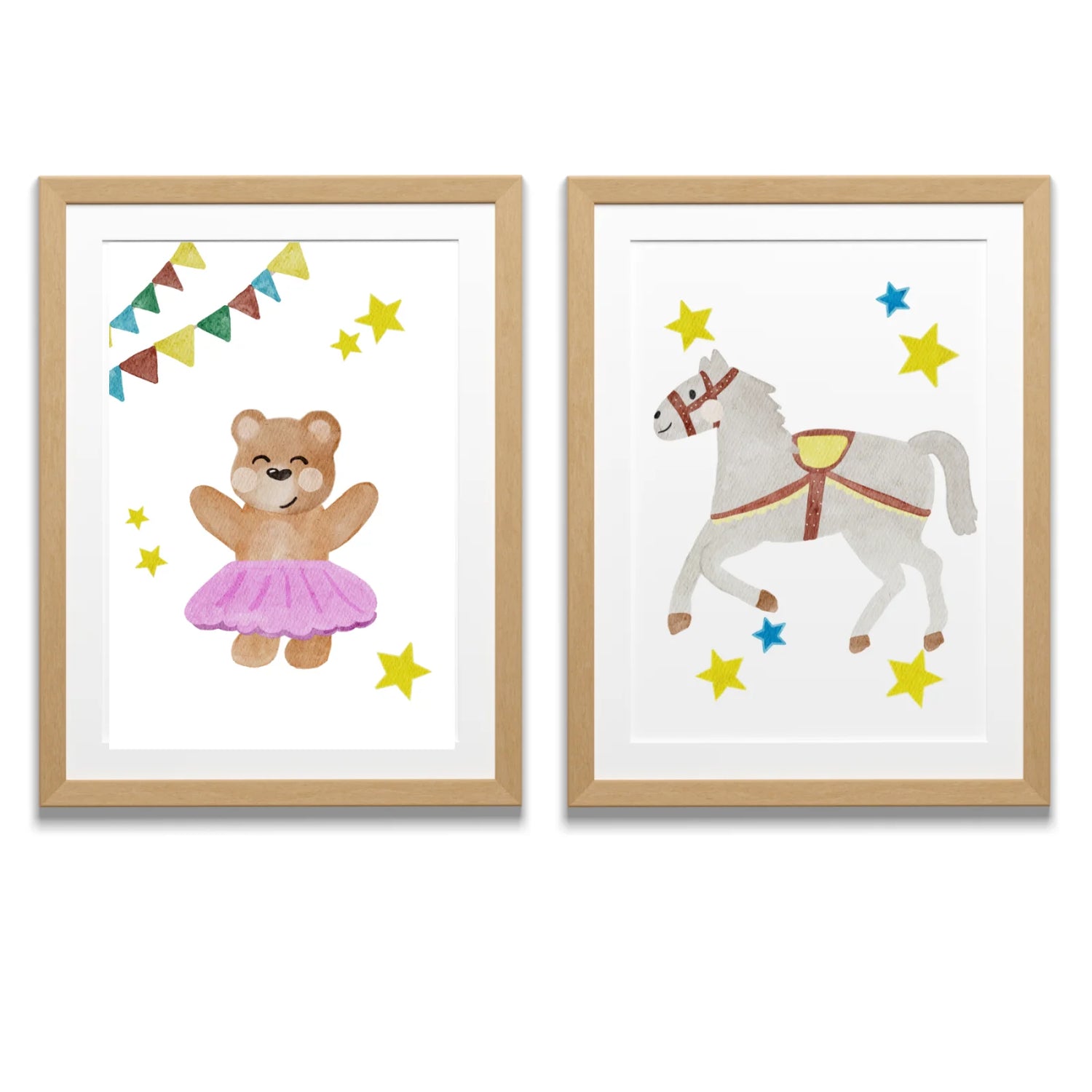 Zirkus Poster Bär mit Tütü - Handillustriertes Kinderzimmer Poster A4