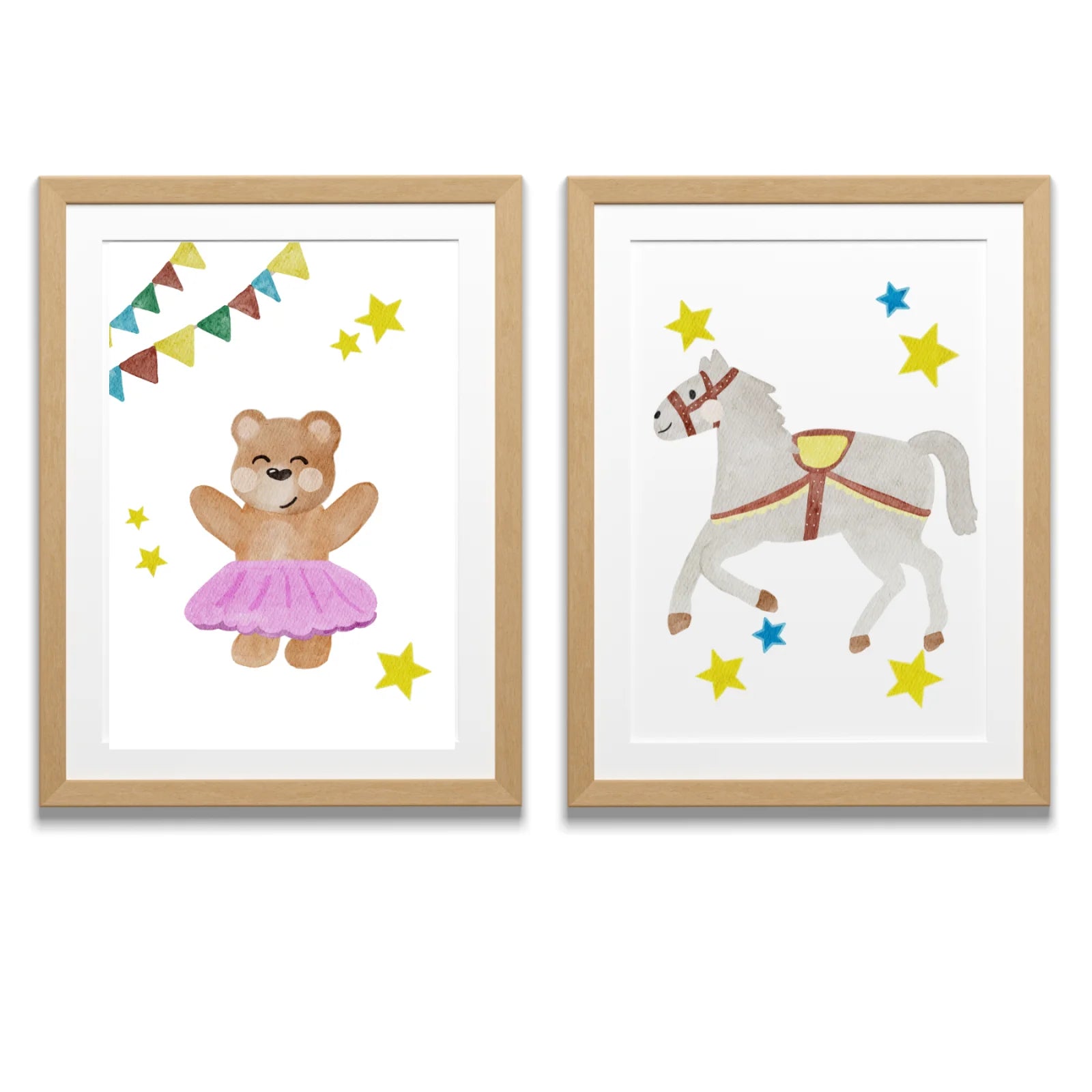 Zirkus Poster Bär mit Tütü - Handillustriertes Kinderzimmer Poster A4