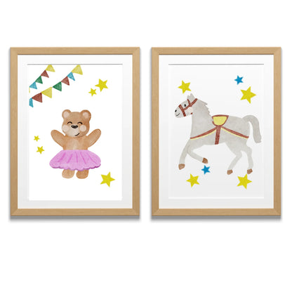 Zirkus Poster Bär mit Tütü - Handillustriertes Kinderzimmer Poster A4
