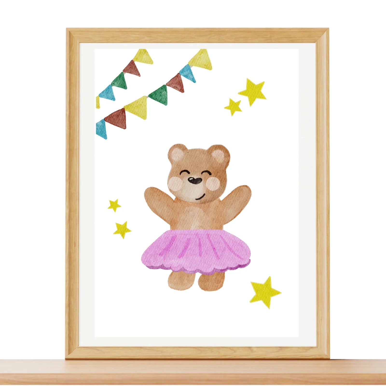 Zirkus Poster Bär mit Tütü - Handillustriertes Kinderzimmer Poster A4