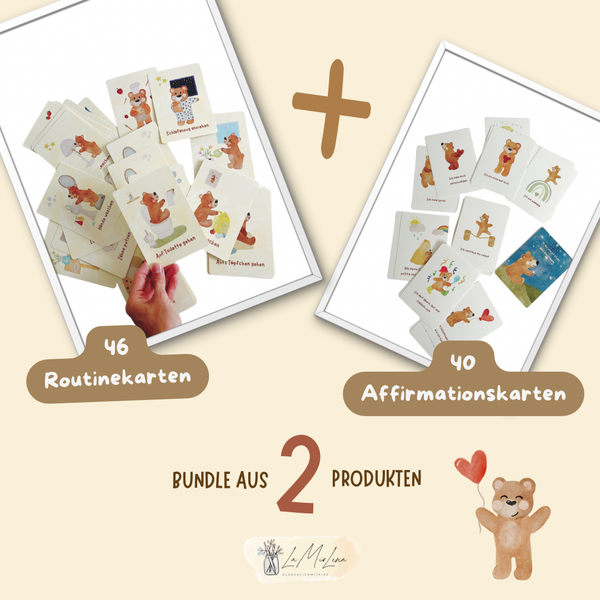 Bundle: Routinekarten + Affirmationskarten mit dem kleinen Bär