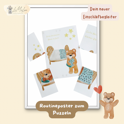 Interaktives Routineposter „Bring den Bär ins Bett“ – Abendroutine spielerisch begleiten