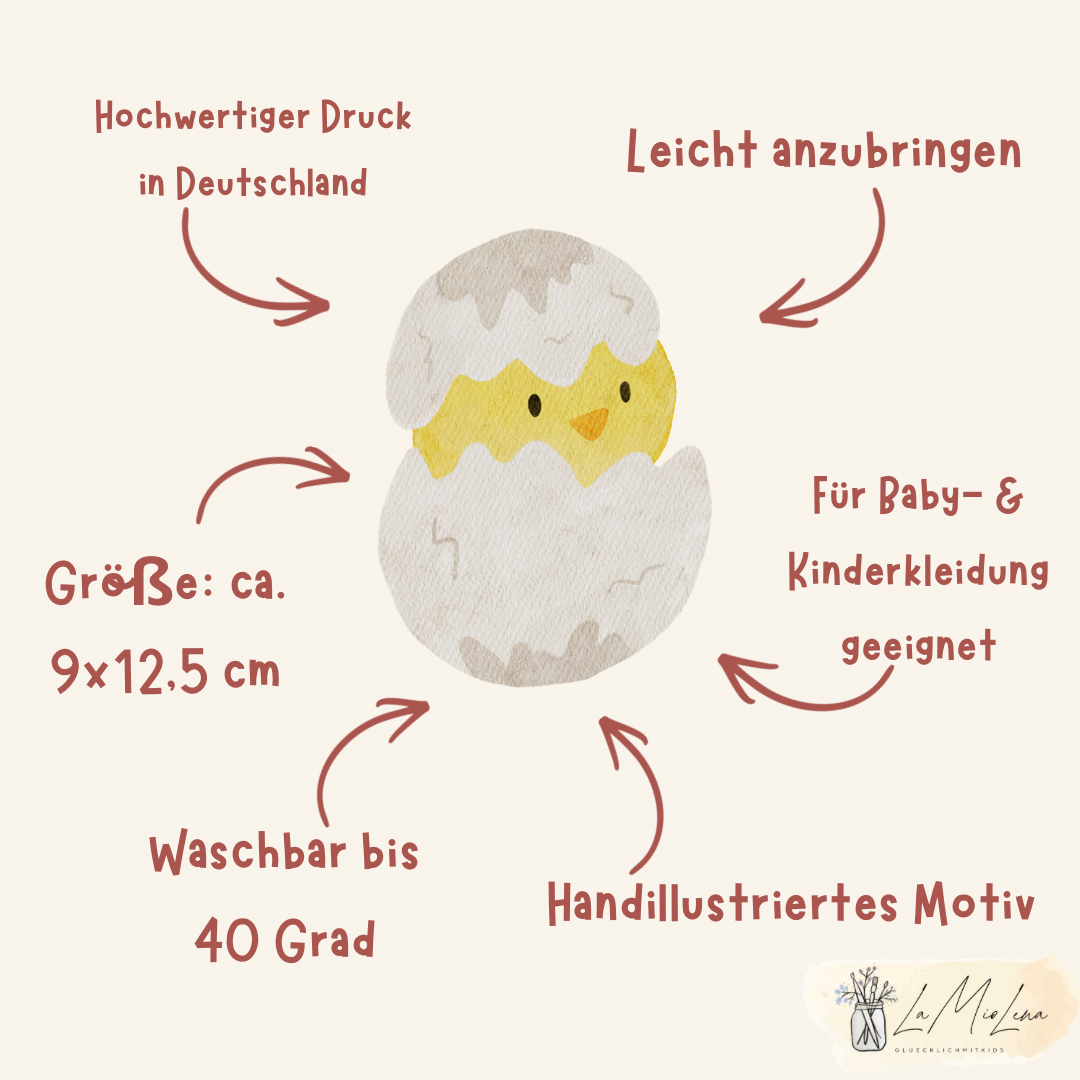 Bügelbild Osterküken aus dem Ei