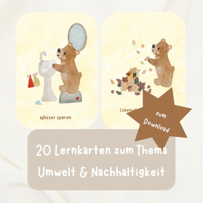 Pdf Lernkarten für Kinder zum Thema Nachhaltigkeit &amp; Umwelt mit dem kleinen Bär - zum Download
