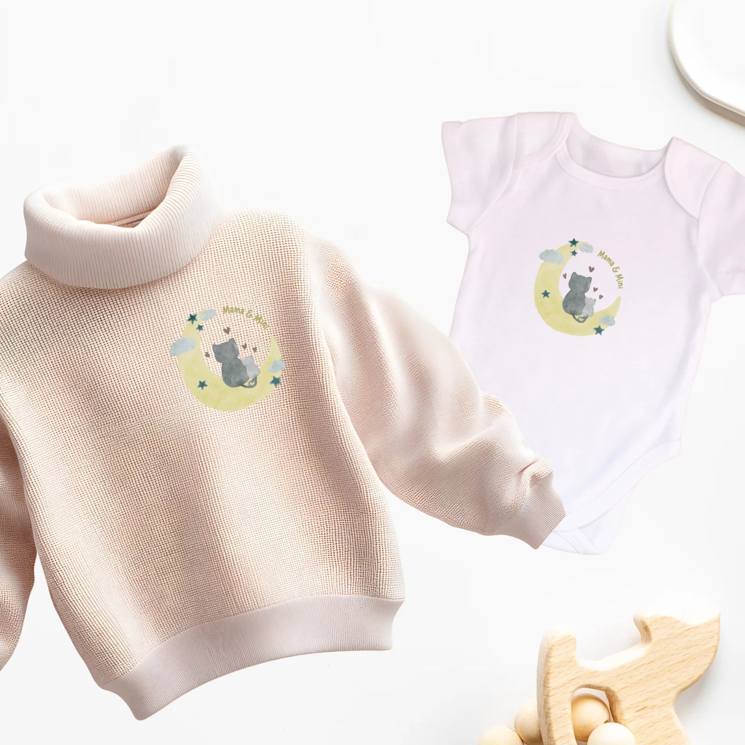 Bügelbild Mama &amp; Mini – Katzen auf dem Mond