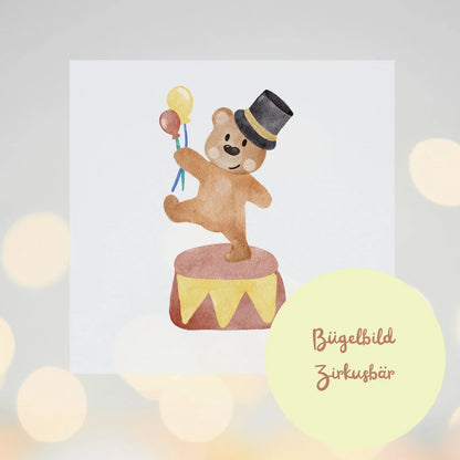 Bügelbild Zirkusbär für Kinderkleidung und Kinderzimmerdeko
