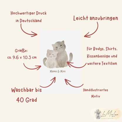 Bügelbild Mama &amp; Mini – Katzen