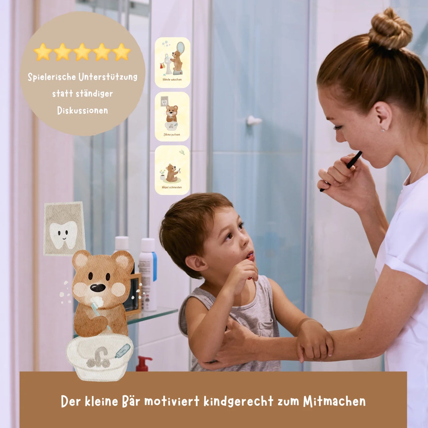 Bundle: Routinekarten + Affirmationskarten mit dem kleinen Bär