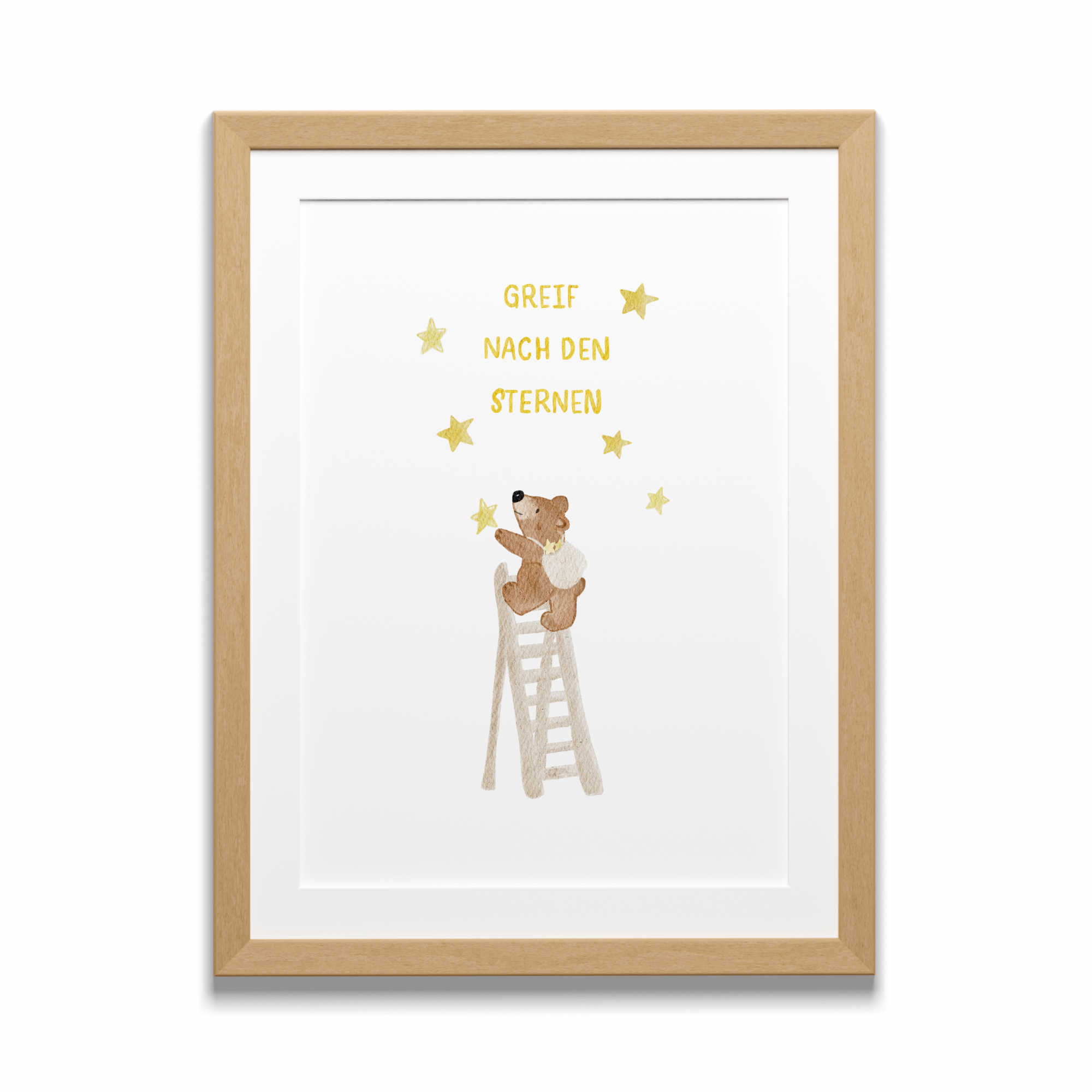 Kinderposter Bär Greif nach den Sternen