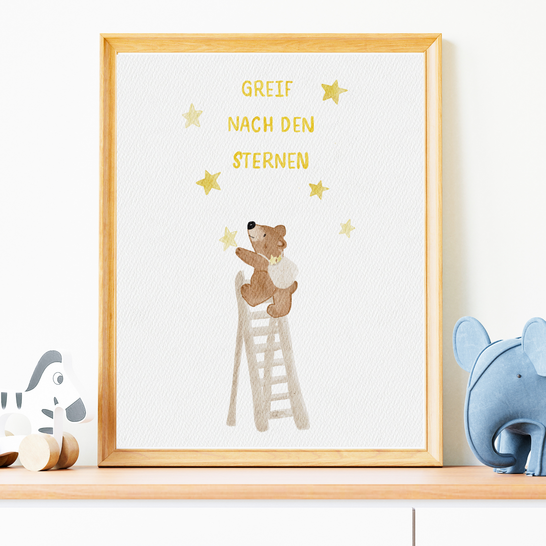 Kinderposter Bär Greif nach den Sternen
