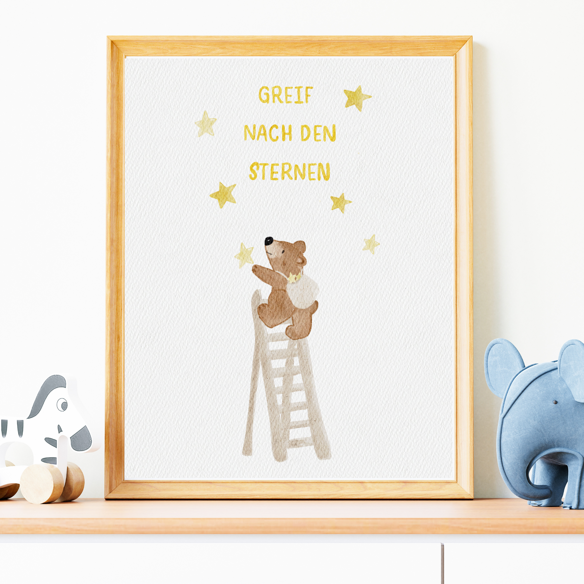 Kinderposter Bär Greif nach den Sternen