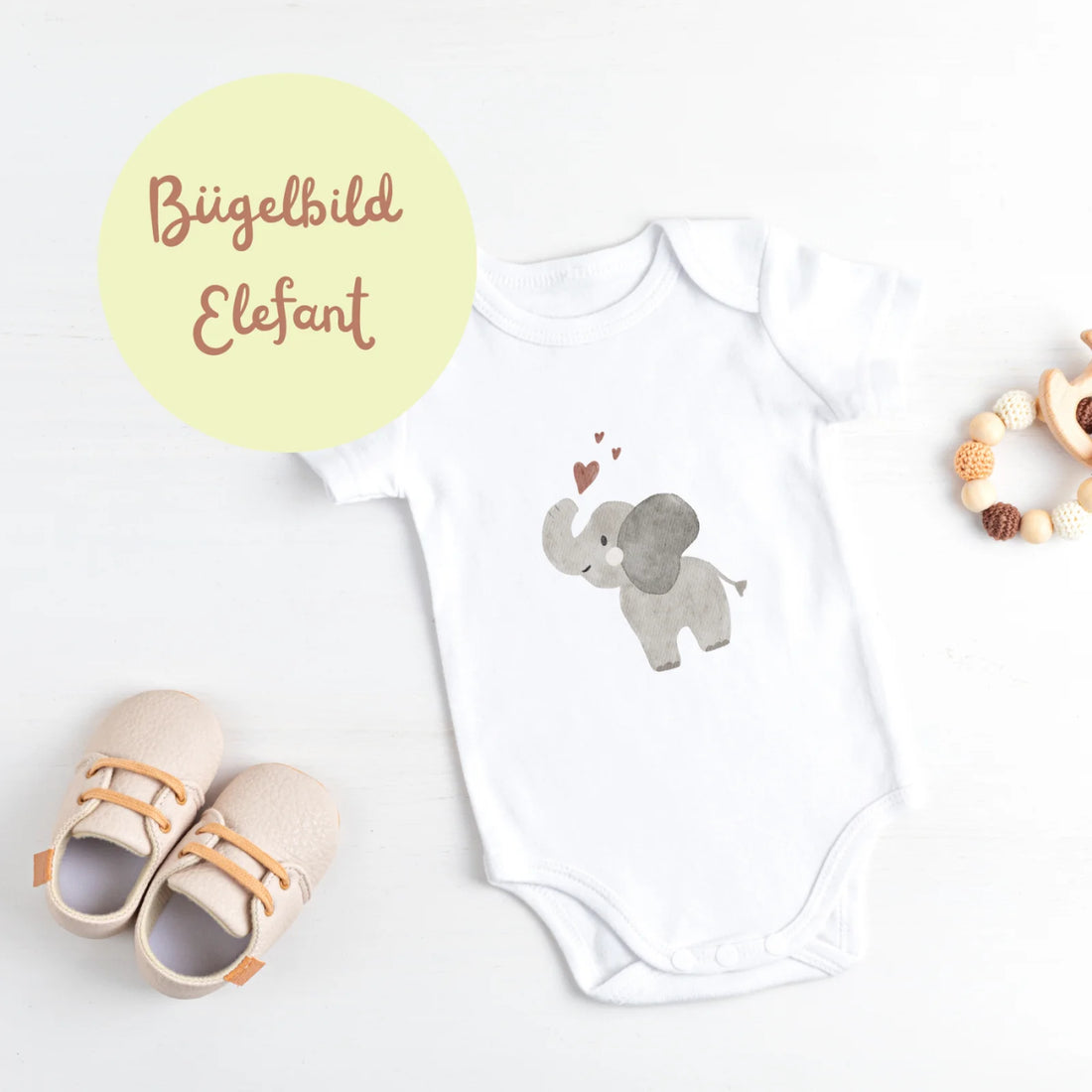 Bügelbild Elefant mit Herzchen