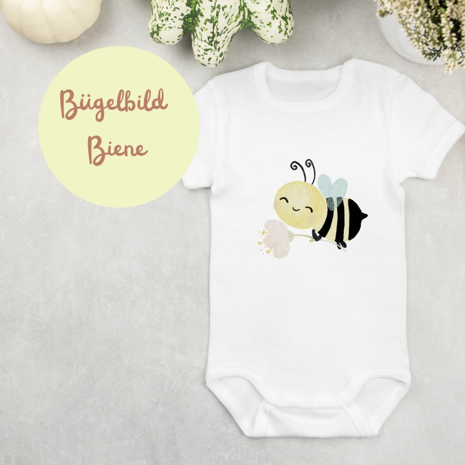 Bügelbild Biene mit Blume, Babyhummel