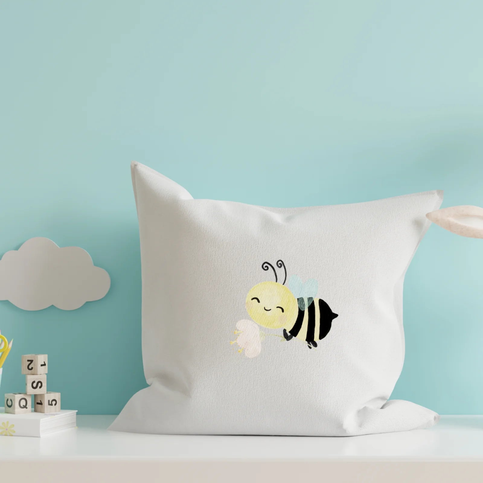 Bügelbild Biene mit Blume, Babyhummel