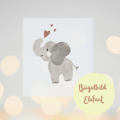Bügelbild Elefant mit Herzchen