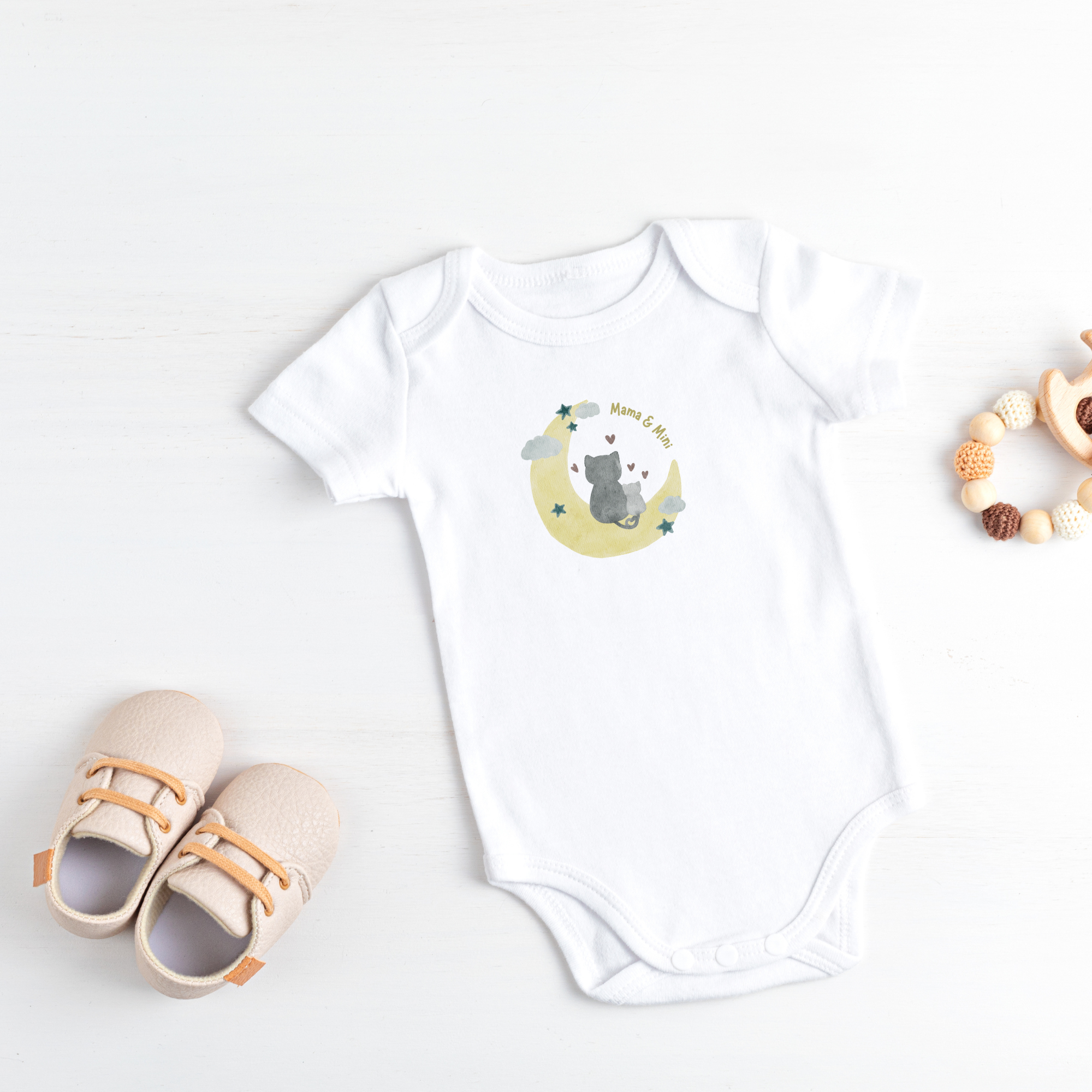 Bügelbild Mama &amp; Mini – Katzen auf dem Mond