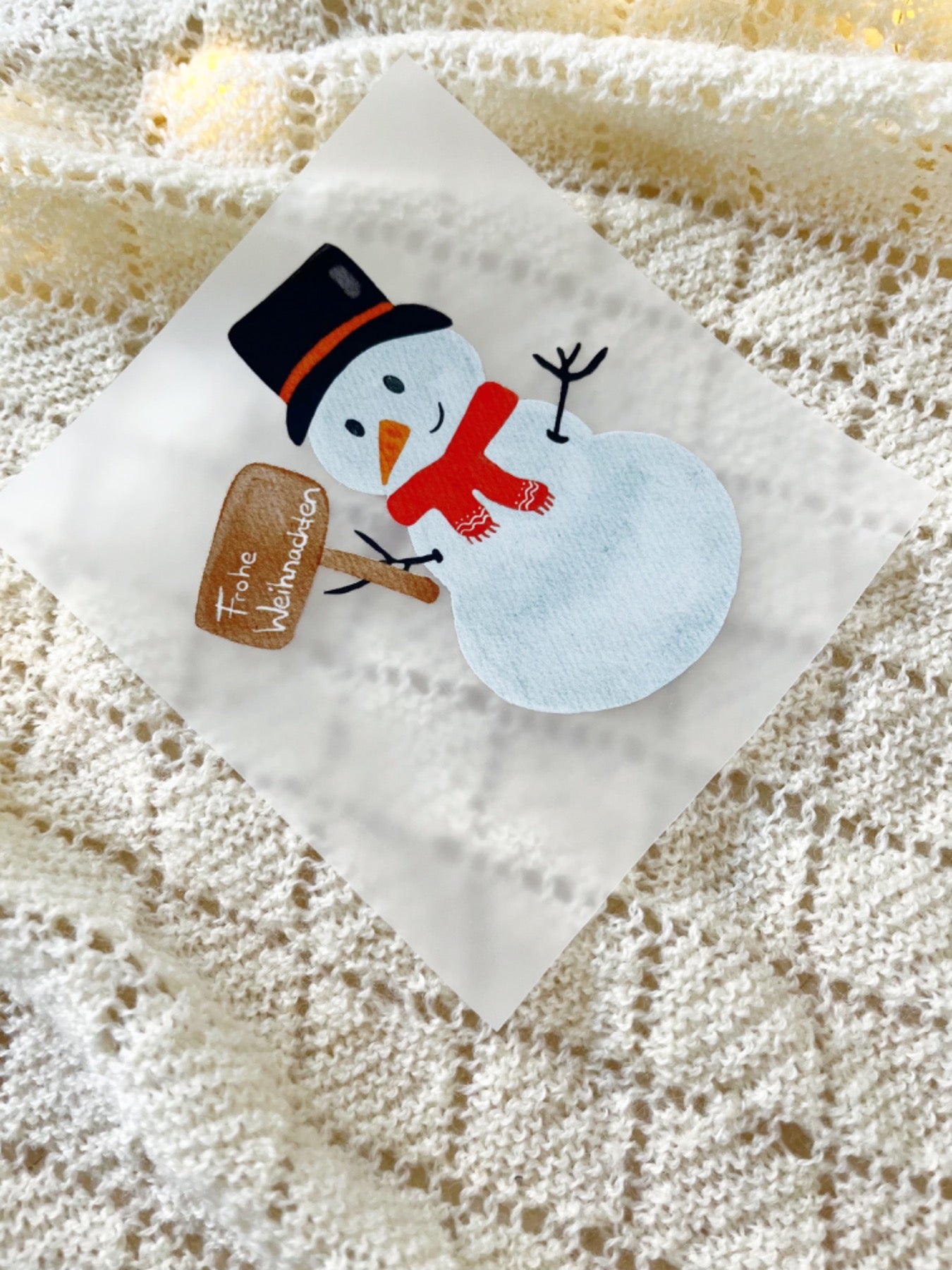 Bügelbild Schneemann Frohe Weihnachten, Winter Bügelbild für Kinder